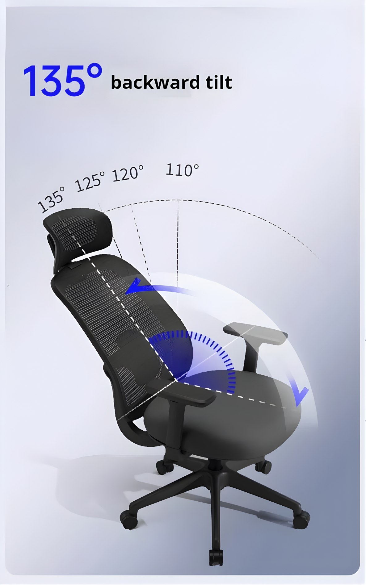 Elegant Laurel Ergonomic Chair with 3D Armrest - Black Colour - Image 2