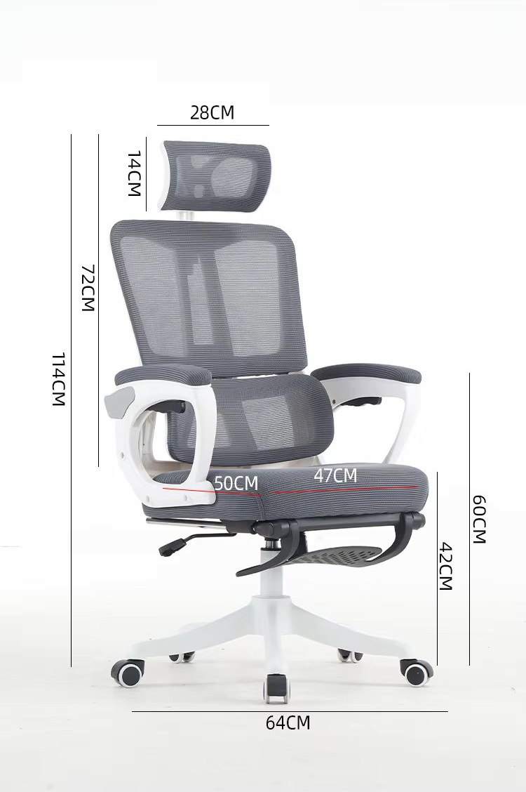 Elegant Laurel Ergonomic Chair - White / Grey - Image 3