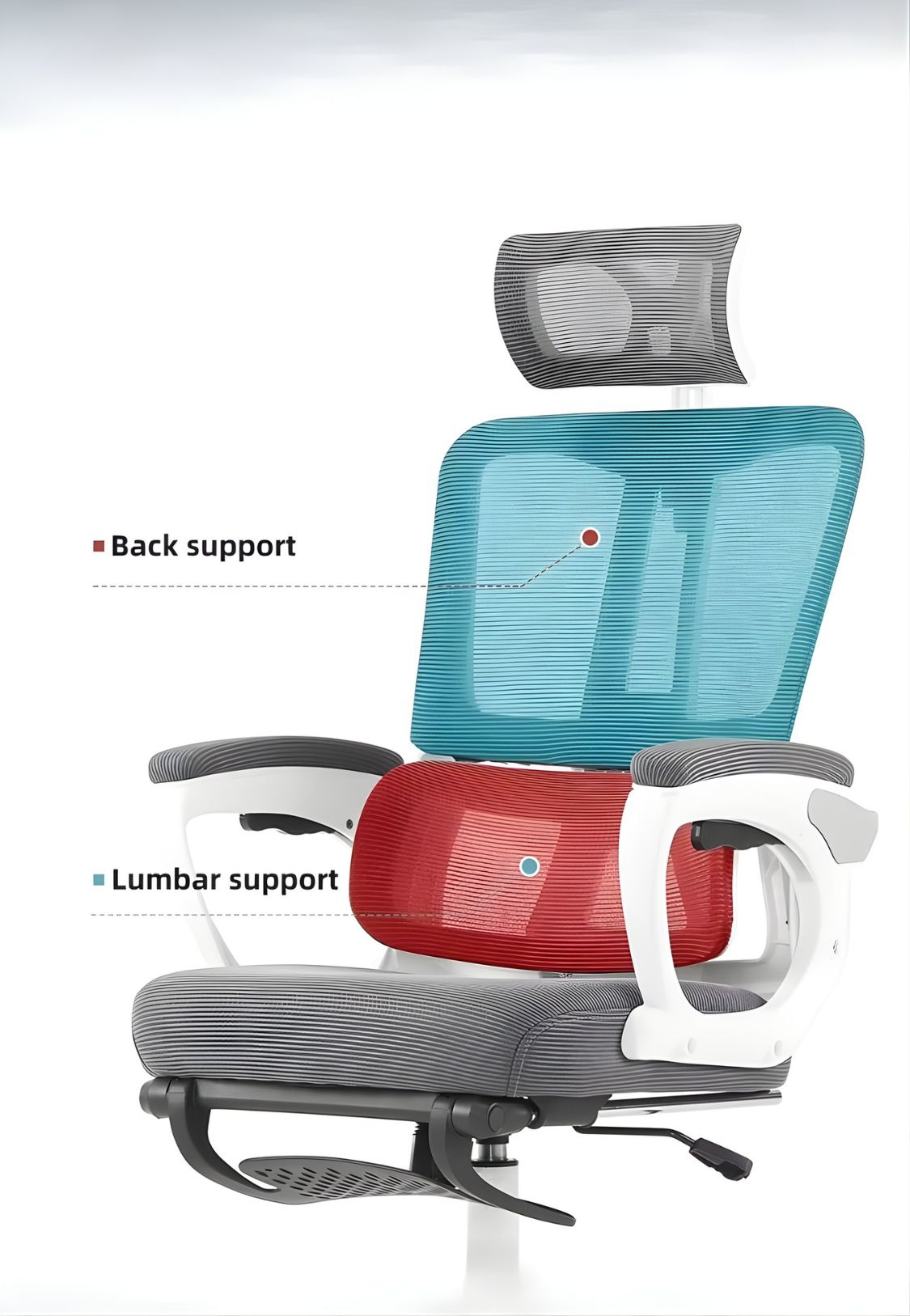 Elegant Laurel Ergonomic Chair - White / Grey - Image 5