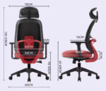 Elegant Laurel Ergonomic Chair 3D Armrest - Red / Black - Image 5