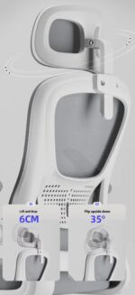 Ergonomic Office Chair - White/Grey - Image 12