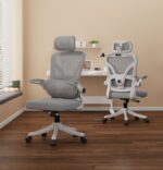 Elegant Laurel Ergonomic Executive Chair - White & Grey - Image 4